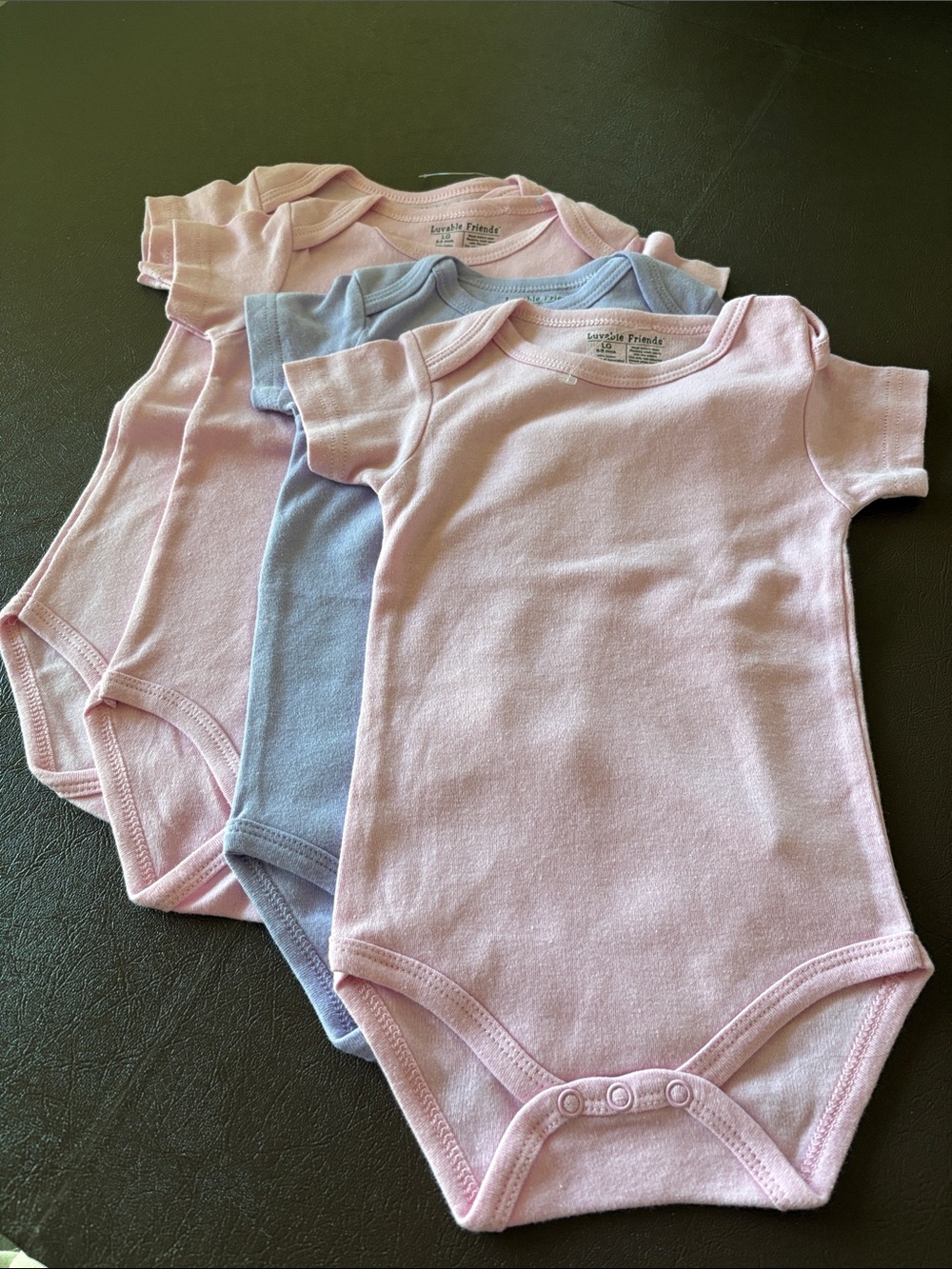 NWOT Lovable Friends 3 Pink & 1 Purple Short-Sleeve One-Piece Bodysuits sz 6-9 m